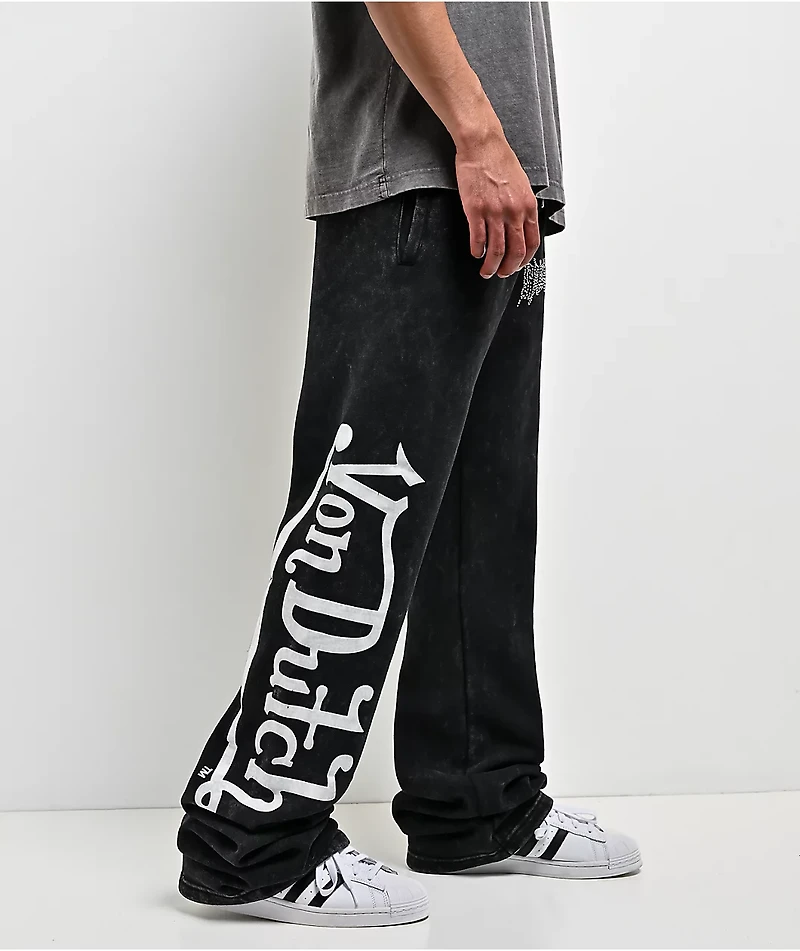 Von Dutch Originals Black Wash Flare Sweatpants