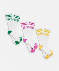Von Dutch Oval Stripe 3 Pack White Crew Socks