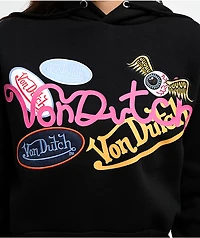 Von Dutch Patch Art Black Crop Hoodie