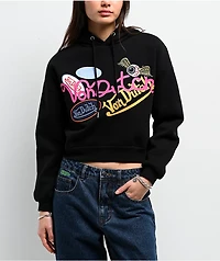 Von Dutch Patch Art Black Crop Hoodie