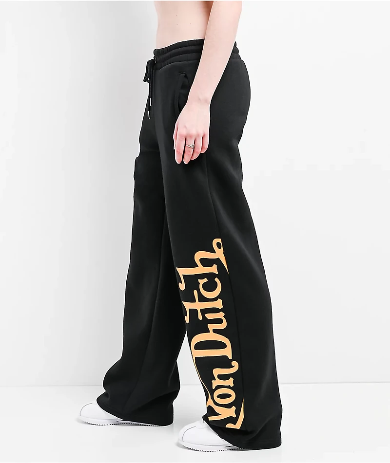 Von Dutch Patch Black Wide Leg Sweatpants