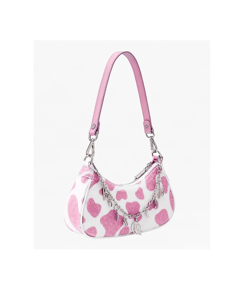 Von Dutch Pink Cow Print Shoulder Bag