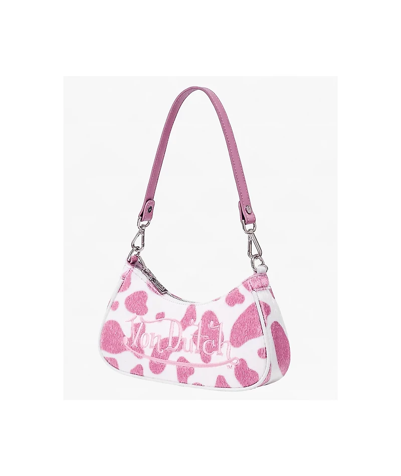 Von Dutch Pink Cow Print Shoulder Bag