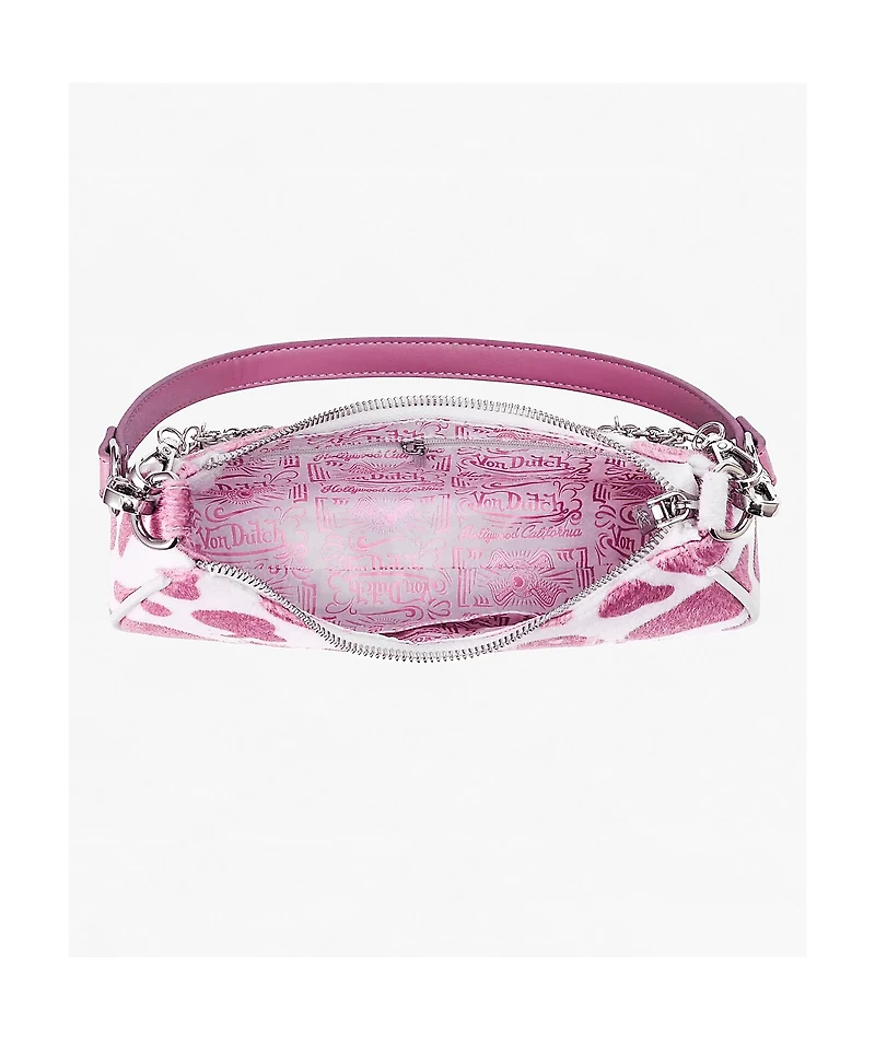 Von Dutch Pink Cow Print Shoulder Bag