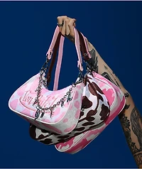 Von Dutch Pink Cow Print Shoulder Bag