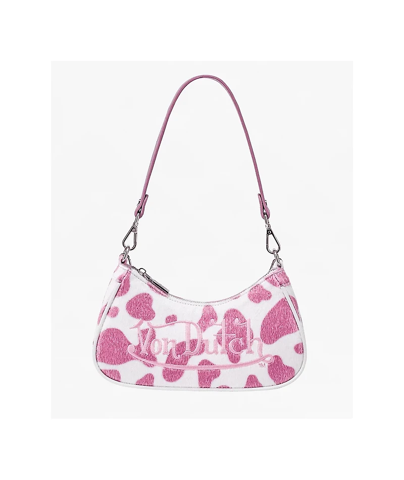 Von Dutch Pink Cow Print Shoulder Bag