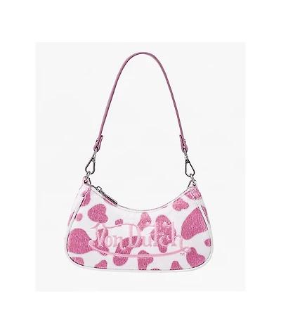 Von Dutch Pink Cow Print Shoulder Bag