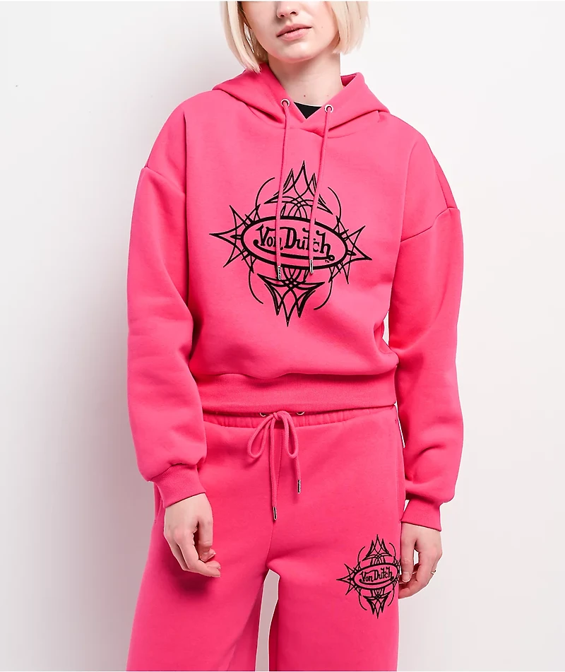 Von Dutch Pink Cropped Hoodie