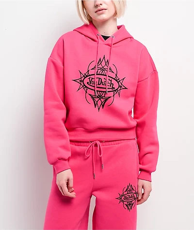 Von Dutch Pink Cropped Hoodie