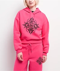 Von Dutch Pink Cropped Hoodie