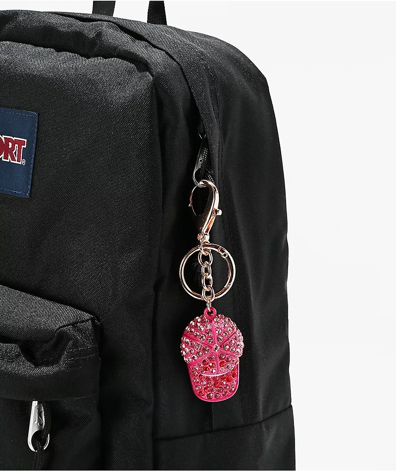 Von Dutch Pink Hat Rhinestone Bag Charm