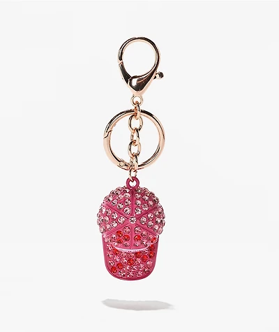 Von Dutch Pink Hat Rhinestone Bag Charm