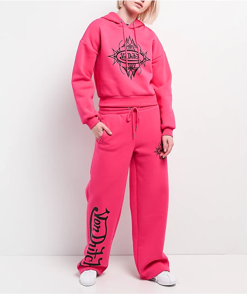 Von Dutch Pink Wide Leg Sweatpants