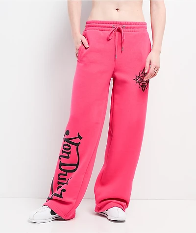 Von Dutch Pink Wide Leg Sweatpants