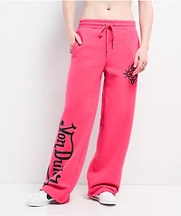 Von Dutch Pink Wide Leg Sweatpants