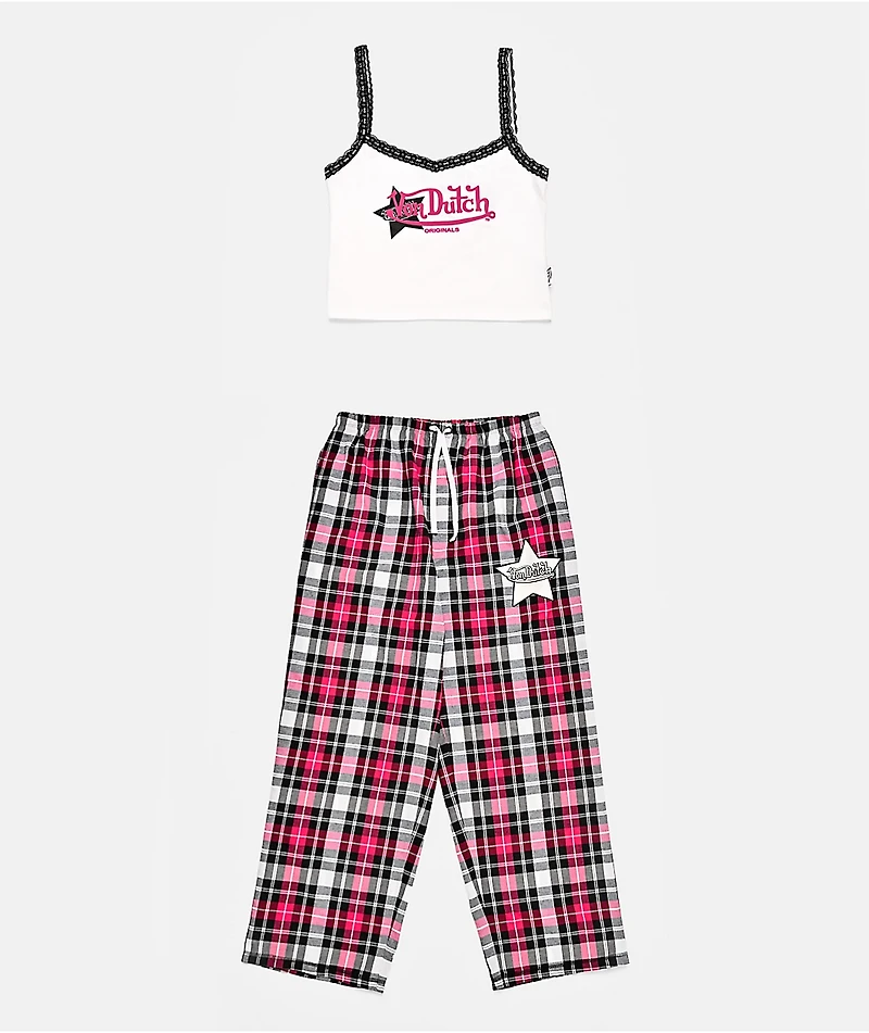 Von Dutch Plaid Pink Lounge Set