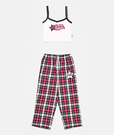 Von Dutch Plaid Pink Lounge Set