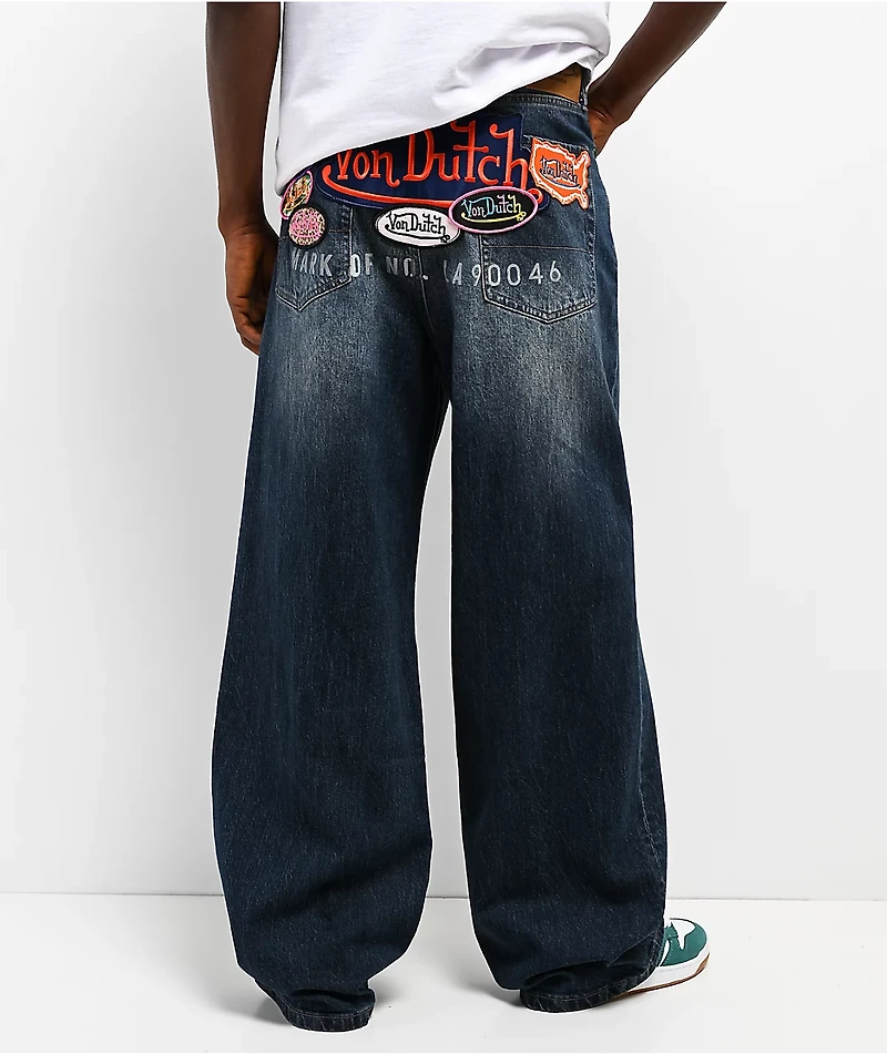 Von Dutch Reaper Blue Wash Baggy Jeans