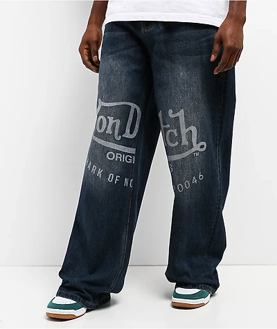 Von Dutch Reaper Blue Wash Baggy Jeans