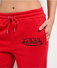Von Dutch Red Wide Leg Sweatpants