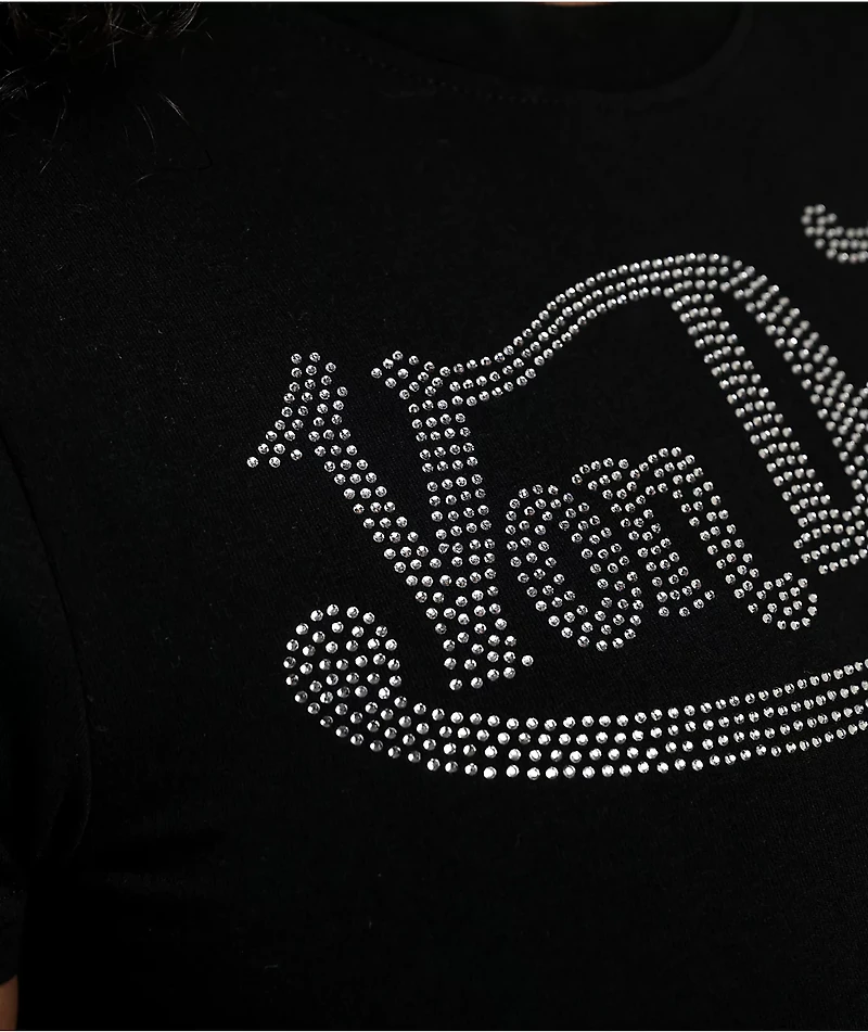 Von Dutch Rhinestone Black Crop T-Shirt