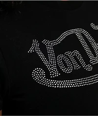 Von Dutch Rhinestone Black Crop T-Shirt