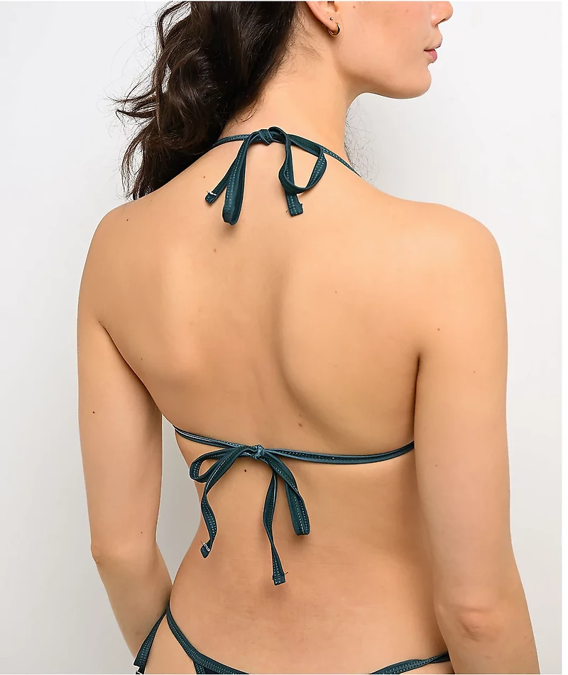Von Dutch Rhinestone Camo Triangle Bikini Top