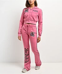 Von Dutch Rope Pink Wash Crop Zip Hoodie