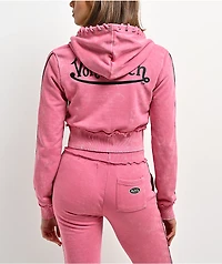 Von Dutch Rope Pink Wash Crop Zip Hoodie