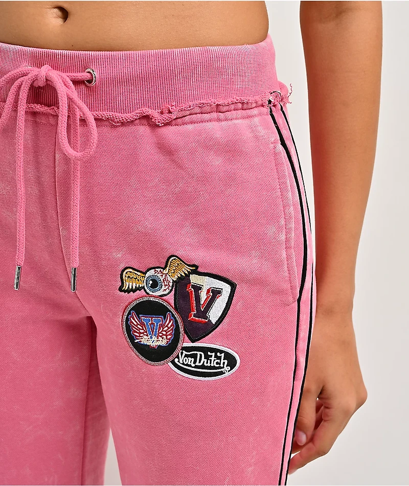 Von Dutch Rope Pink Wash Flare Sweatpants