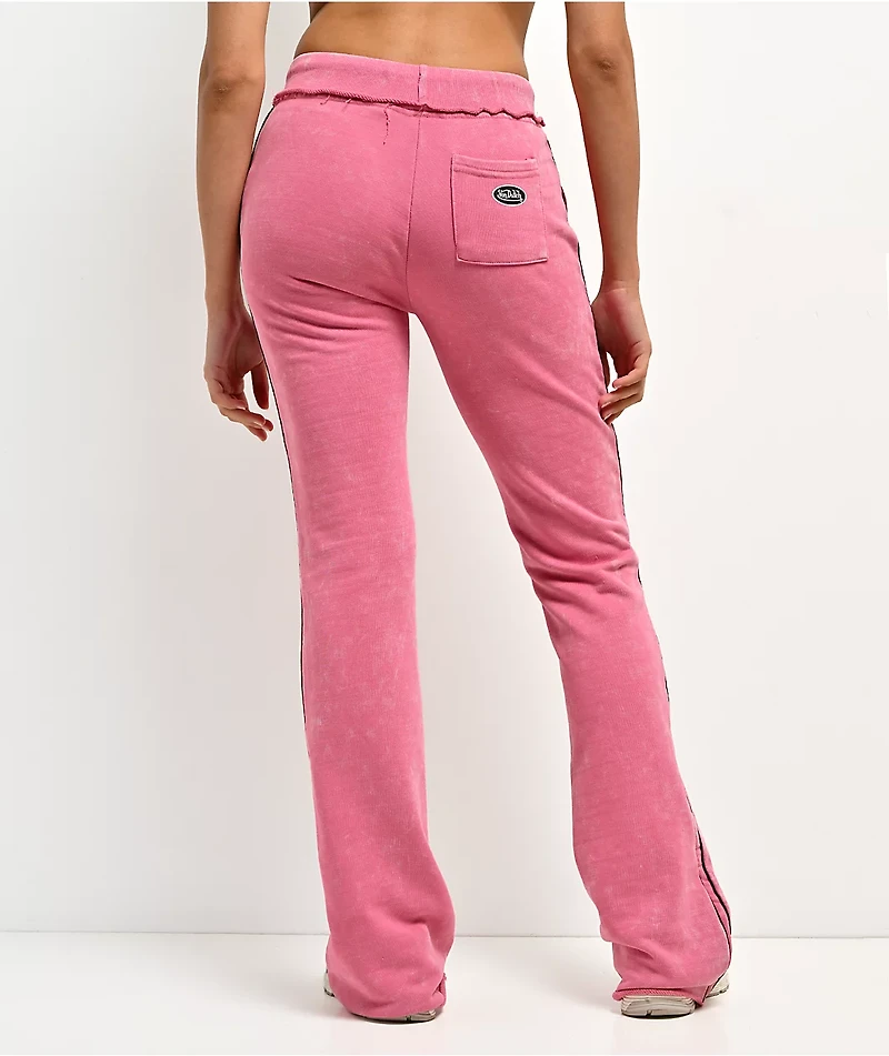 Von Dutch Rope Pink Wash Flare Sweatpants