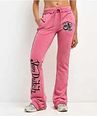 Von Dutch Rope Pink Wash Flare Sweatpants