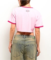 Von Dutch Signature Pink Ringer Crop T-Shirt