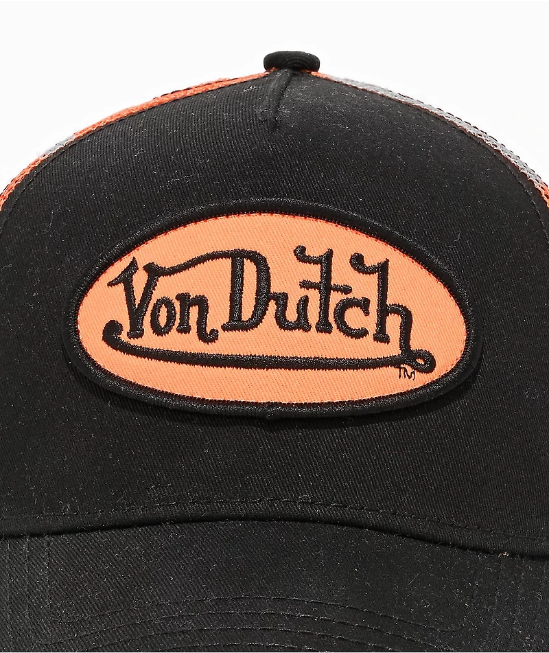 Von Dutch Staple Black & Orange Trucker Hat