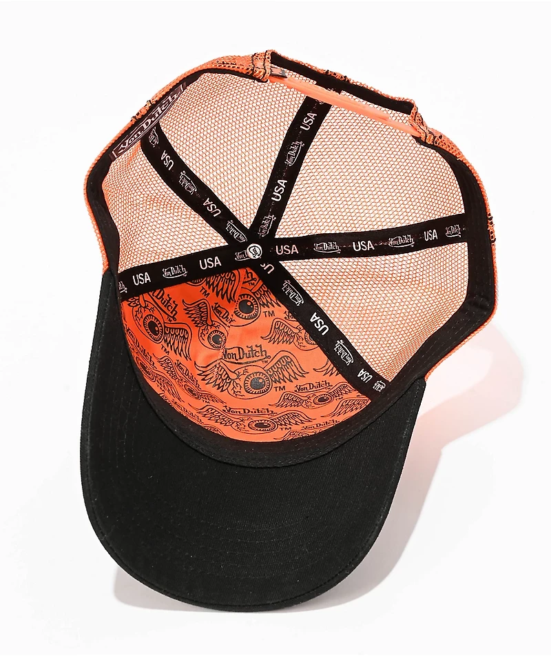 Von Dutch Staple Black & Orange Trucker Hat
