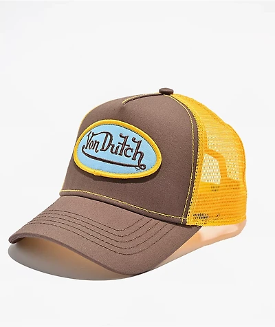 Von Dutch Staple Brown & Yellow Trucker Hat