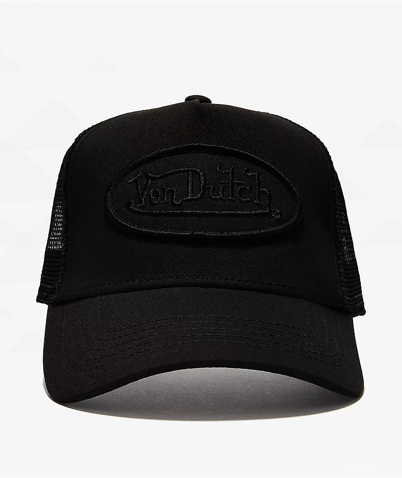 Von Dutch Staple Triple Black Trucker Hat