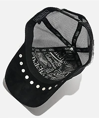 Von Dutch Studded Black Suede Trucker Hat