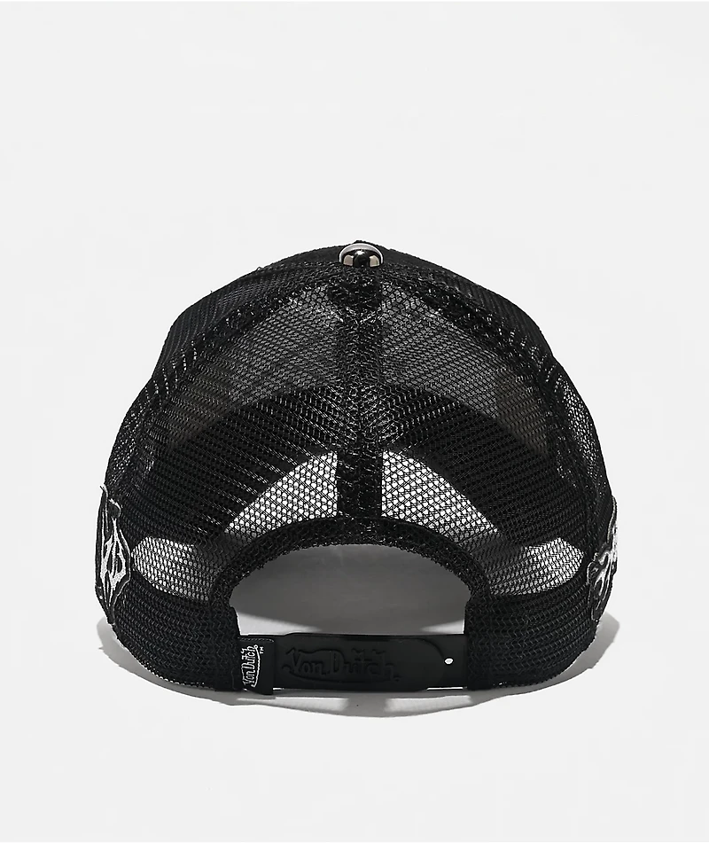 Von Dutch Studded Black Suede Trucker Hat