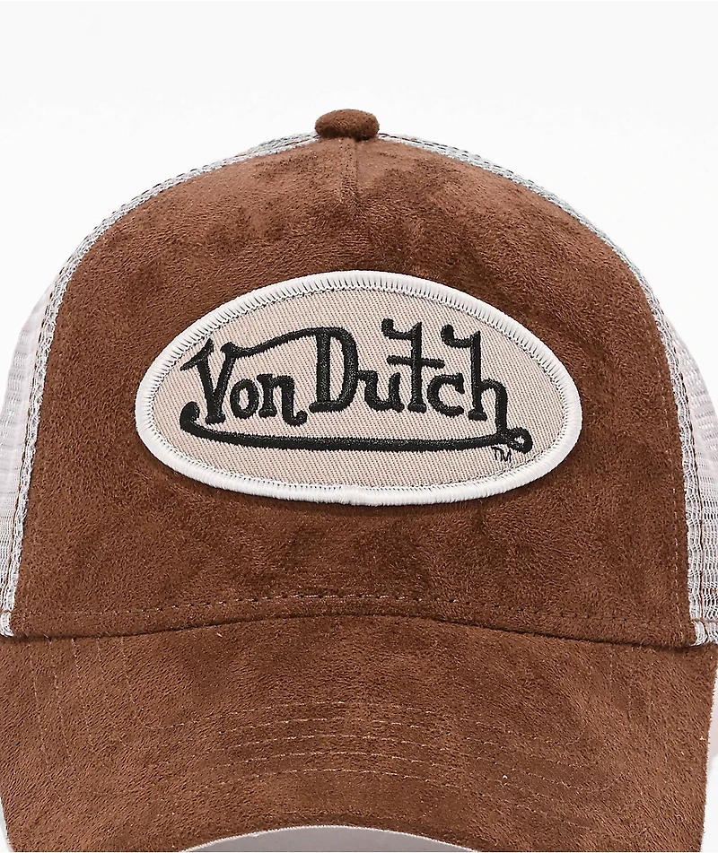 Von Dutch Suede Brown & Grey Trucker Hat