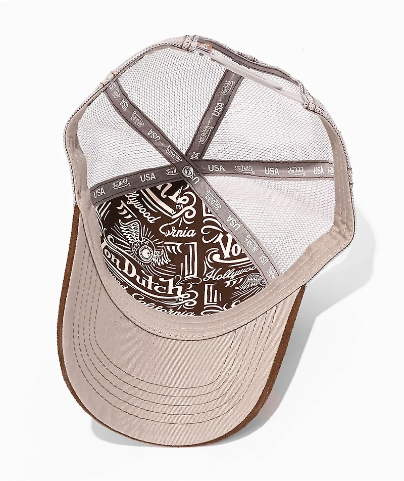 Von Dutch Suede Brown & Grey Trucker Hat