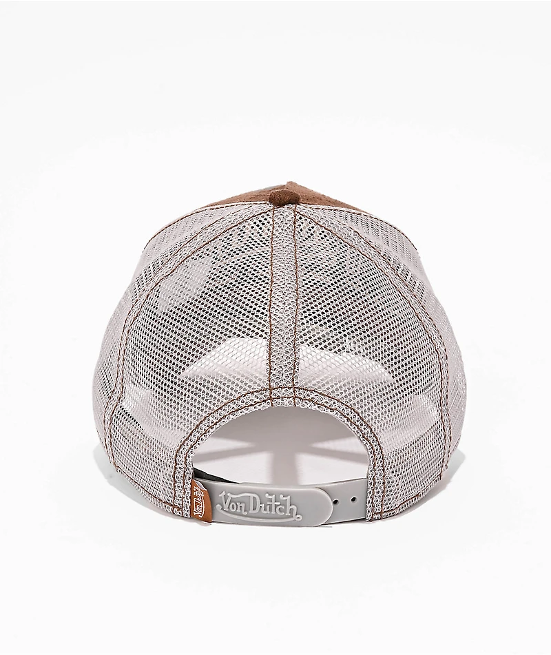 Von Dutch Suede Brown & Grey Trucker Hat