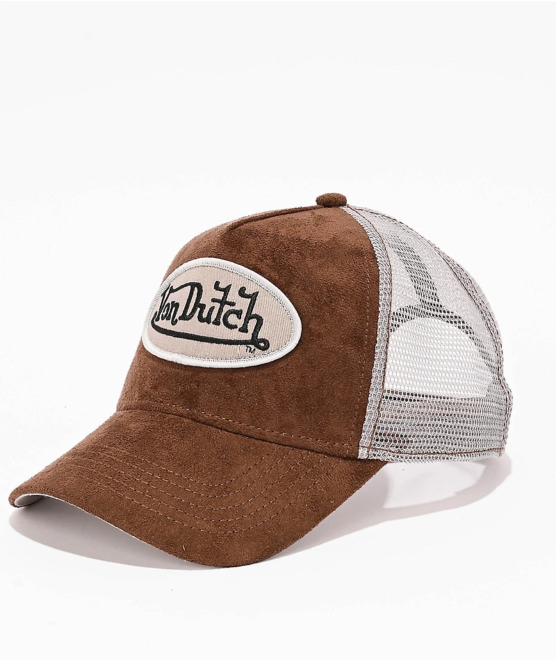 Von Dutch Suede Brown & Grey Trucker Hat