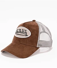 Von Dutch Suede Brown & Grey Trucker Hat