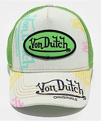 Von Dutch Tagged Denim & Green Trucker Hat