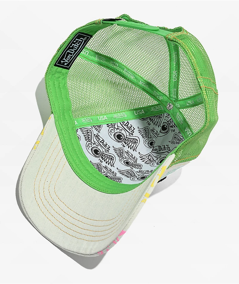 Von Dutch Tagged Denim & Green Trucker Hat