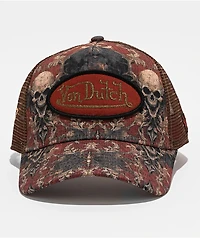 Von Dutch Tapestry Burgundy Trucker Hat