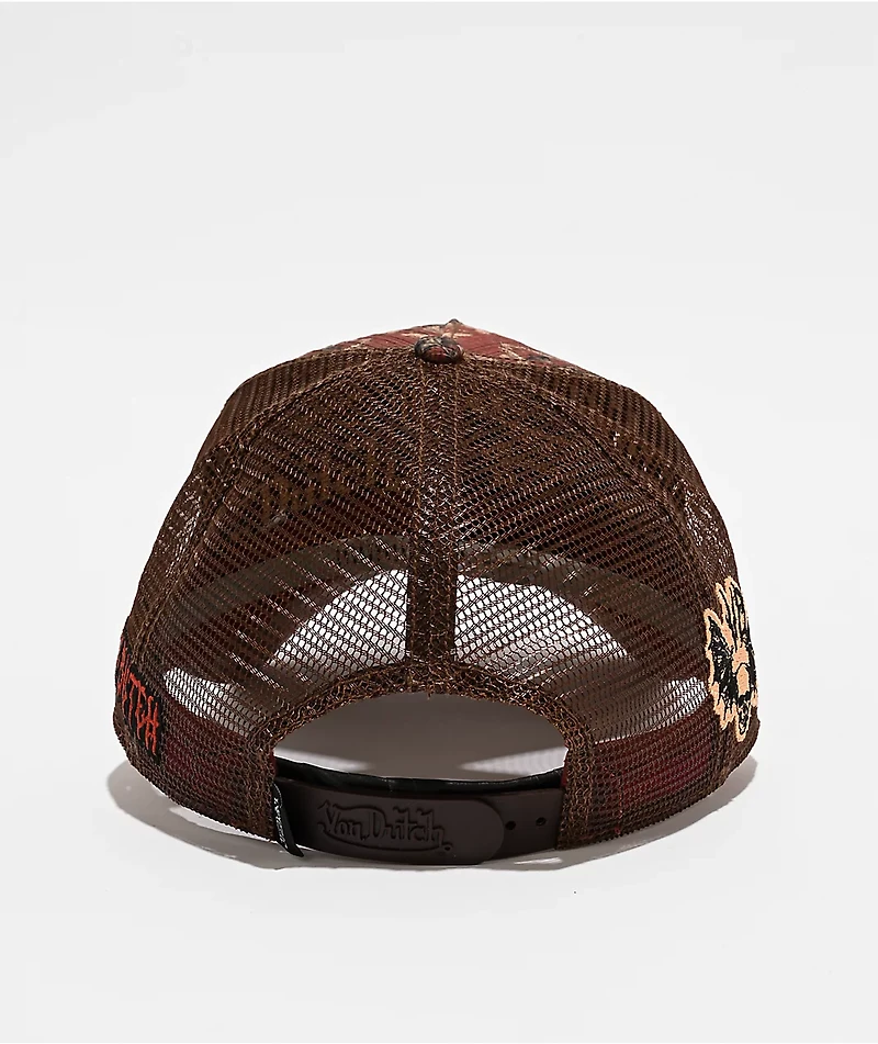 Von Dutch Tapestry Burgundy Trucker Hat