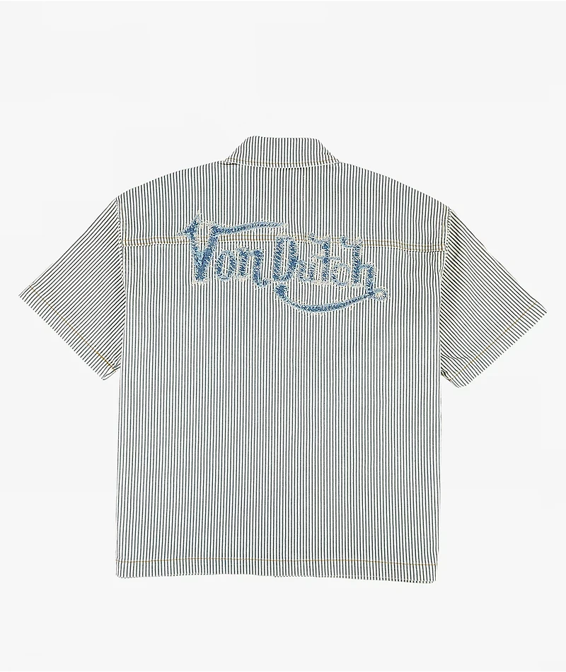 Von Dutch The Zod White Stripe Crop Work Shirt