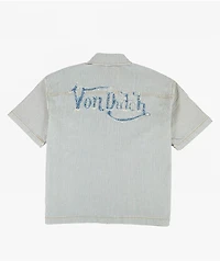 Von Dutch The Zod White Stripe Crop Work Shirt